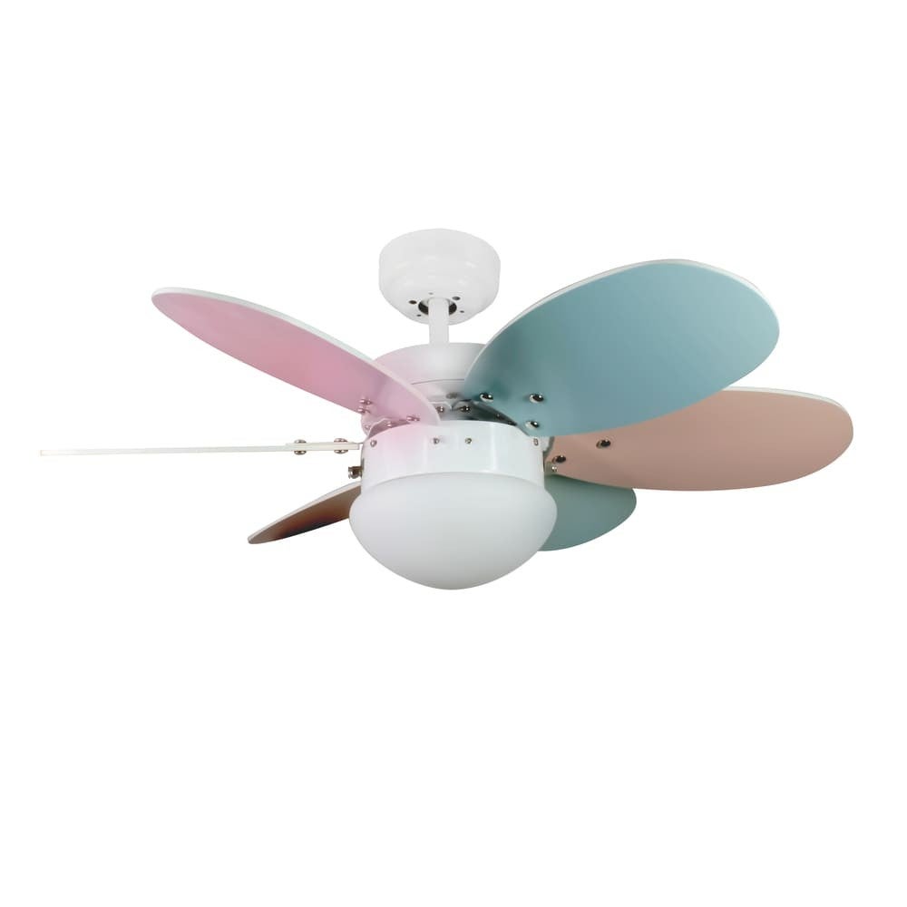 Wentylator sufitowy z oświetleniem E27 Wonderlamp Tauro Multicolor lub Pastel 76 cm łopatki odwracalne funkcja lato/zima Lamparas Online