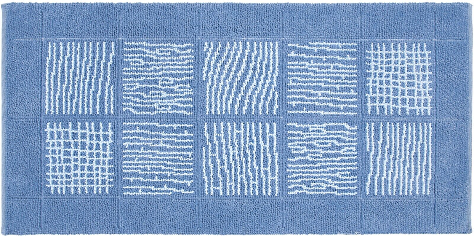 Alfombra de baño 65x140 cm pie de cama suave antideslizante algodón puro shaggy azul
