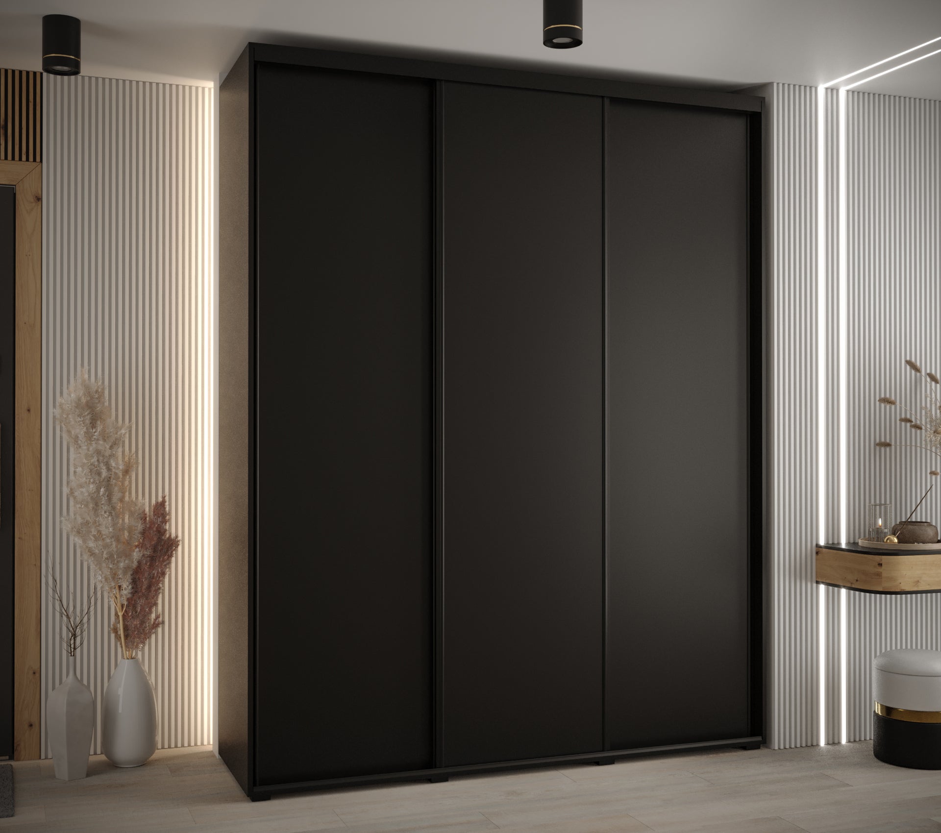 Szafa przesuwna wysoka Davos 1 190 x 60 x 235,2 cm czarny + czarny + u. czarny - Abiks Meble - 2