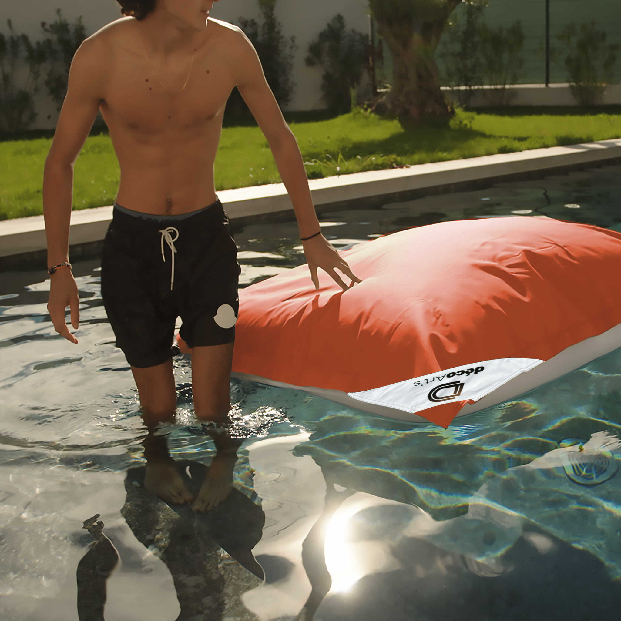 Pouf Géant XXL Déhoussable, Flottant pour Piscine, Deco Arts Terracotta - 5