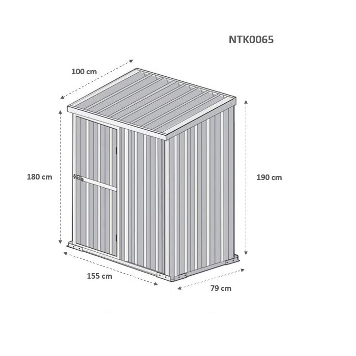 Casetta da giardino in lamiera di acciaio 155x100cm x h 192cm - 50kg - 1,55mq - FINITURA LEGNO - 5