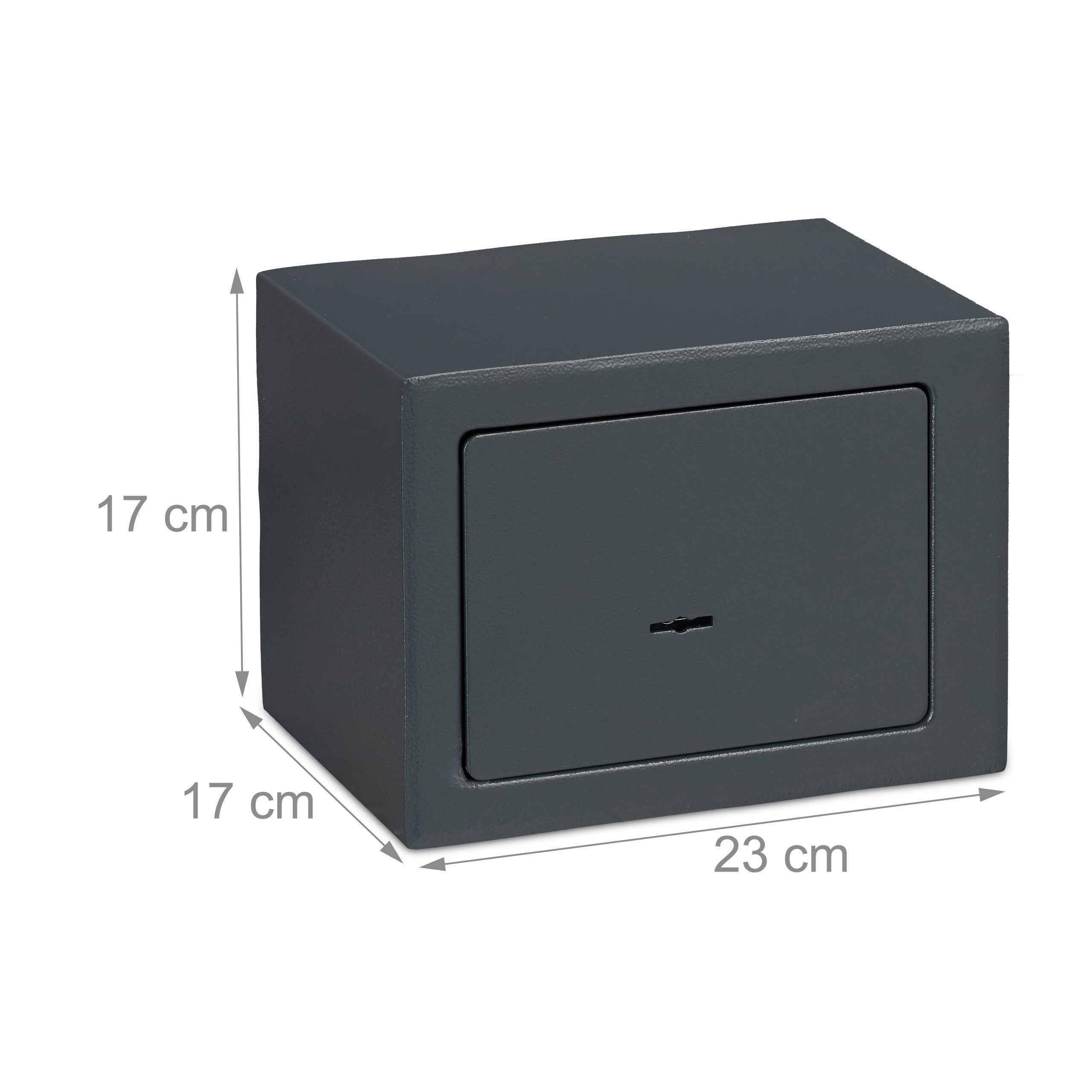 Cassaforte Mobile con Chiave, Serratura Doppia, a Parete o a Pavimento, Mini Safe,HLP17x23x17,Cassetta;grigio, Relaxdays - 4
