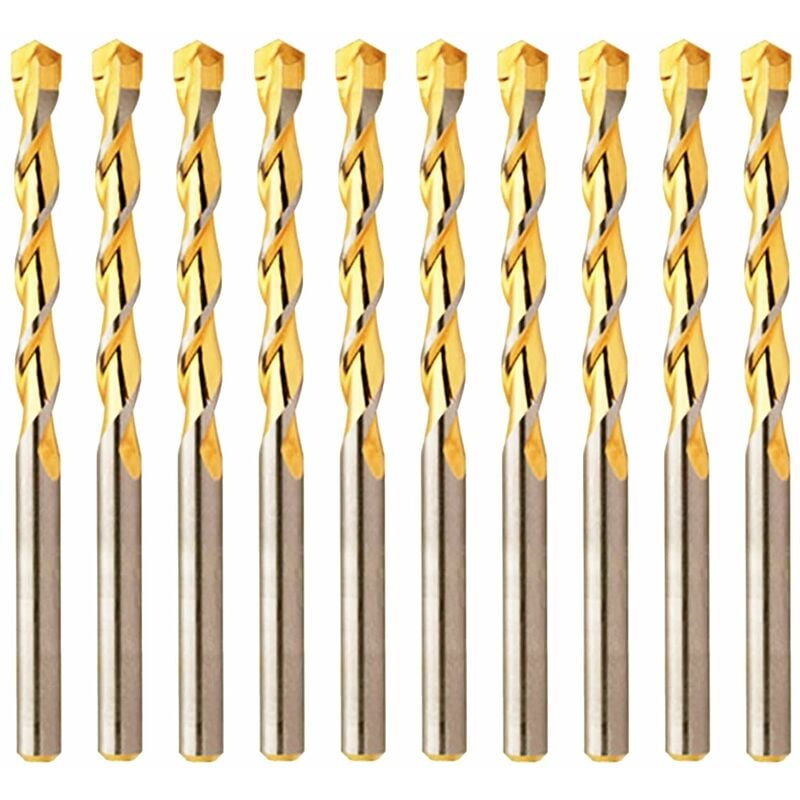 Set Punte Trapano In Muratura 1/4" Punta In Carburo Flauto Dorato