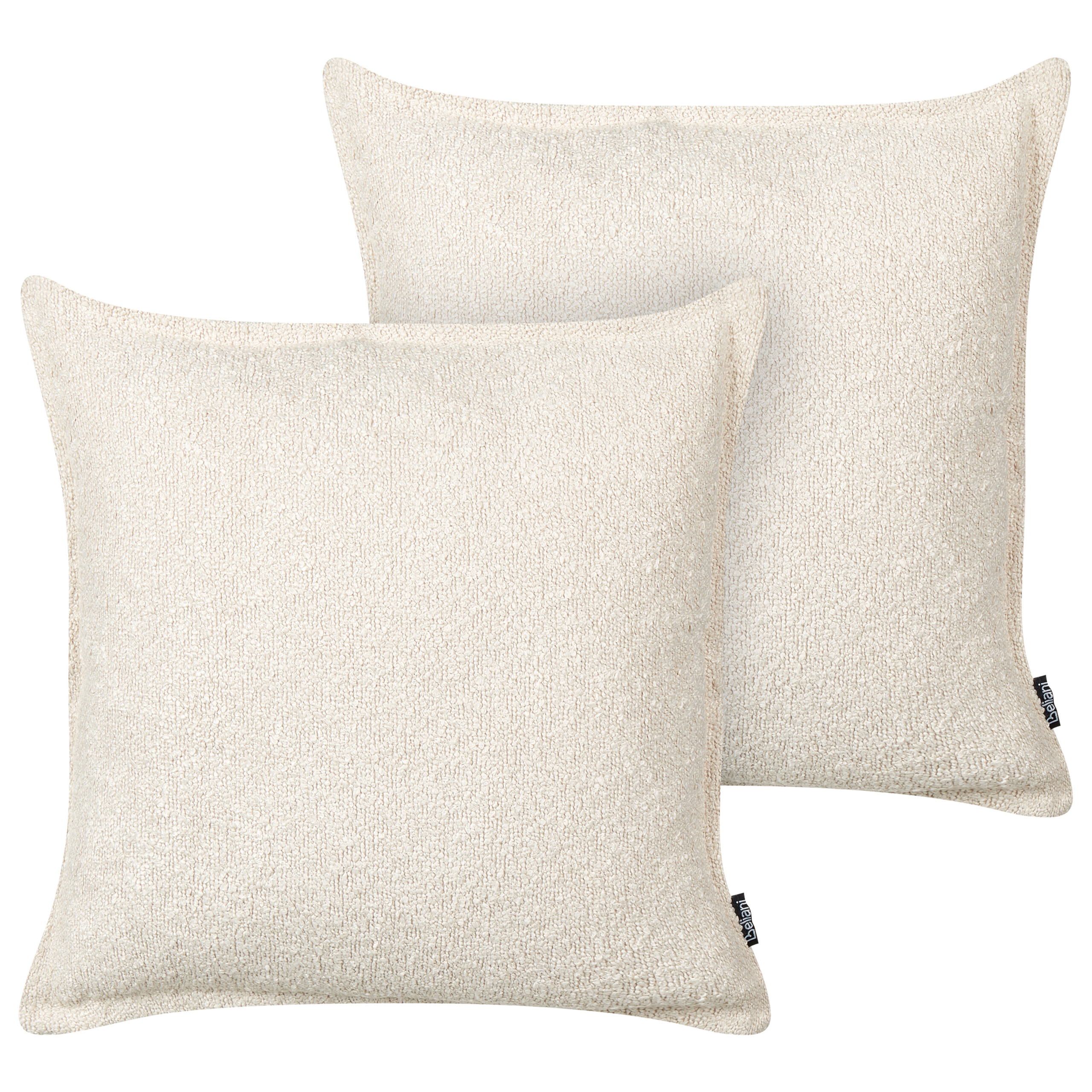 Beliani conjunto de 2 cojines decorativos senecia bouclé 45 x 45 cm beige claro liso