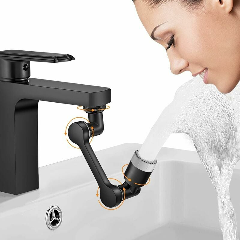 Przedłużka kranu, perlator obrotowy 1080°, dysza mieszająca 2-promieniowa, uniwersalne perlatory do kranów kuchennych/łazienkowych