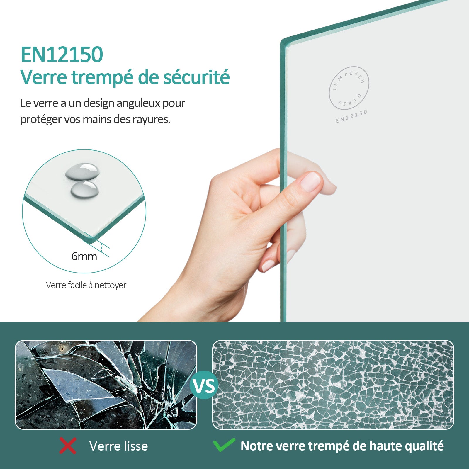 EMKE Pare-baignoire paroi de douche pour baignoire noir mat 2 parties pliable 120x140cm pare-baignoire 6mm NANO GLASS - 6