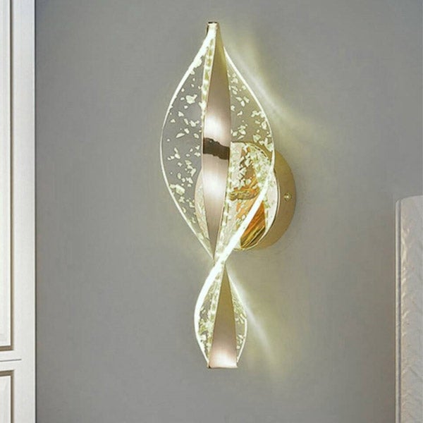 Ścienna Lampa LED - Białe Światło 6000K, Nowoczesny Spiralny Design, Dekoracyjna Lampa Akrylowa, 30 cm, do Sypialni - 1 sztuka