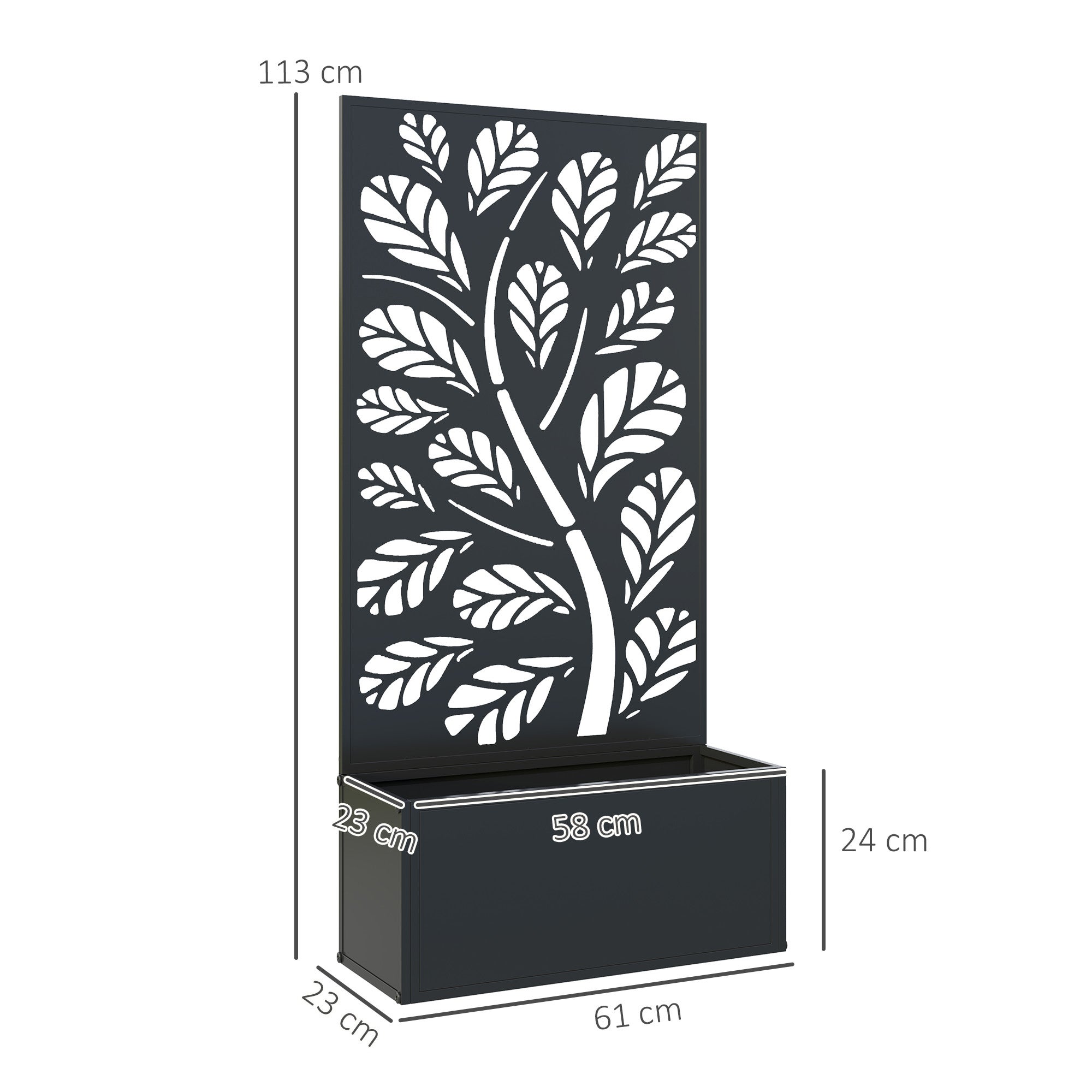 Jardinière avec brise-vue paravent treillis pour Plante Grimpante, bac à Fleurs - dim. 61L x 23l x 113H cm - 5