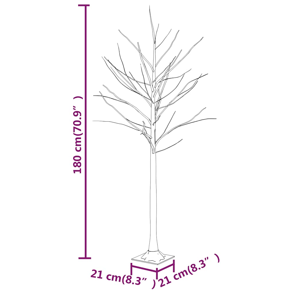 Abedul artificial blanco con 96 LEDs blanco cálido 180 cm vidaXL ...