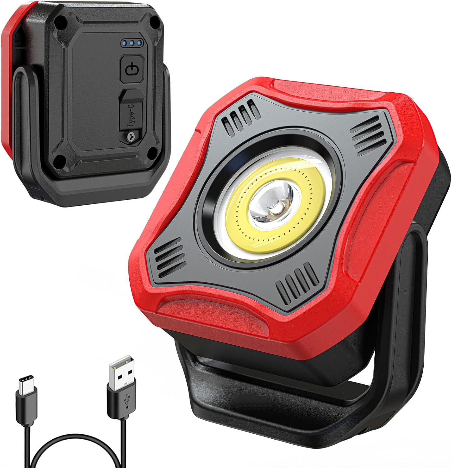 Lampa robocza LED 1000 lumenów, super jasna, 4 tryby oświetlenia, podstawa magnetyczna 180°, do garażu, warsztatu, na camping