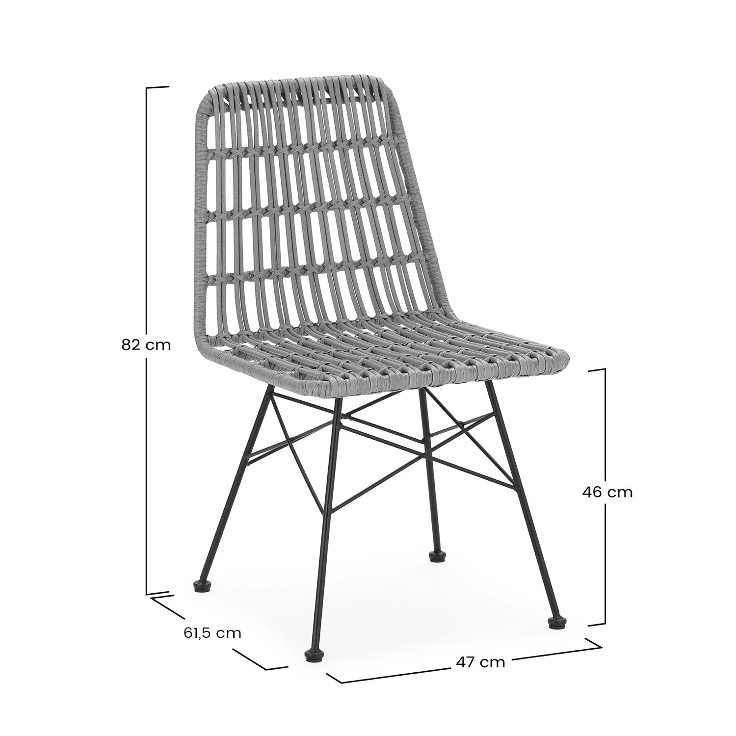 Pack de 2 chaises de salle à manger ou de jardin Aitana Ratan/Noir - 7