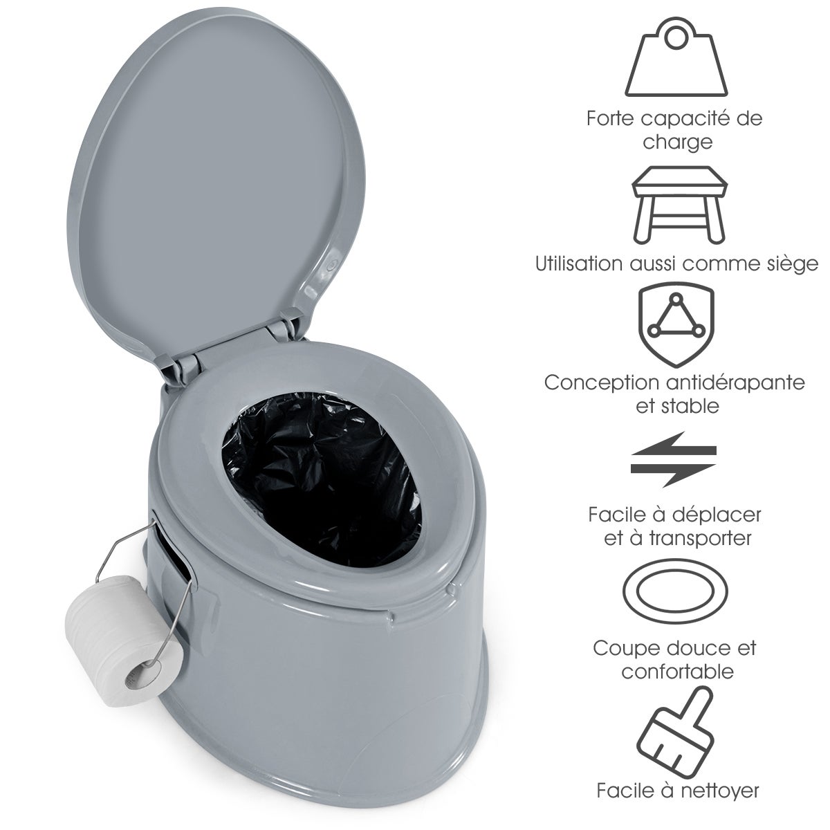 Toilette Portable pour Camping Extérieure Charge 200KG - 5