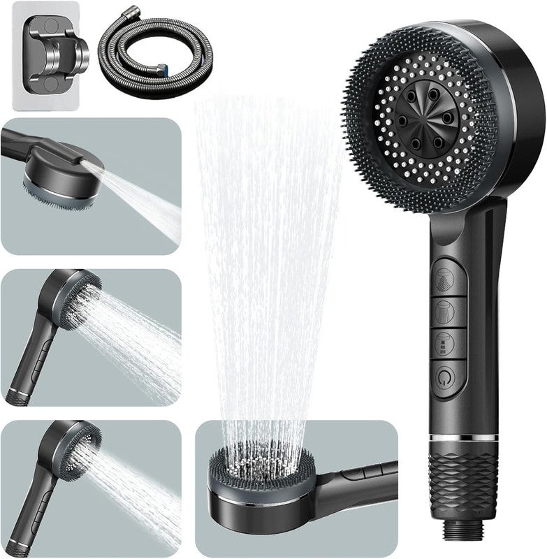 DIECHENG Tubo Flessibile per Doccia in Ottone+PVC ad Alta Pressione 200 psi, Argento, Liscio, per Soffione Doccia a Mano, Flessibile G1/2, Tubi Idraulici