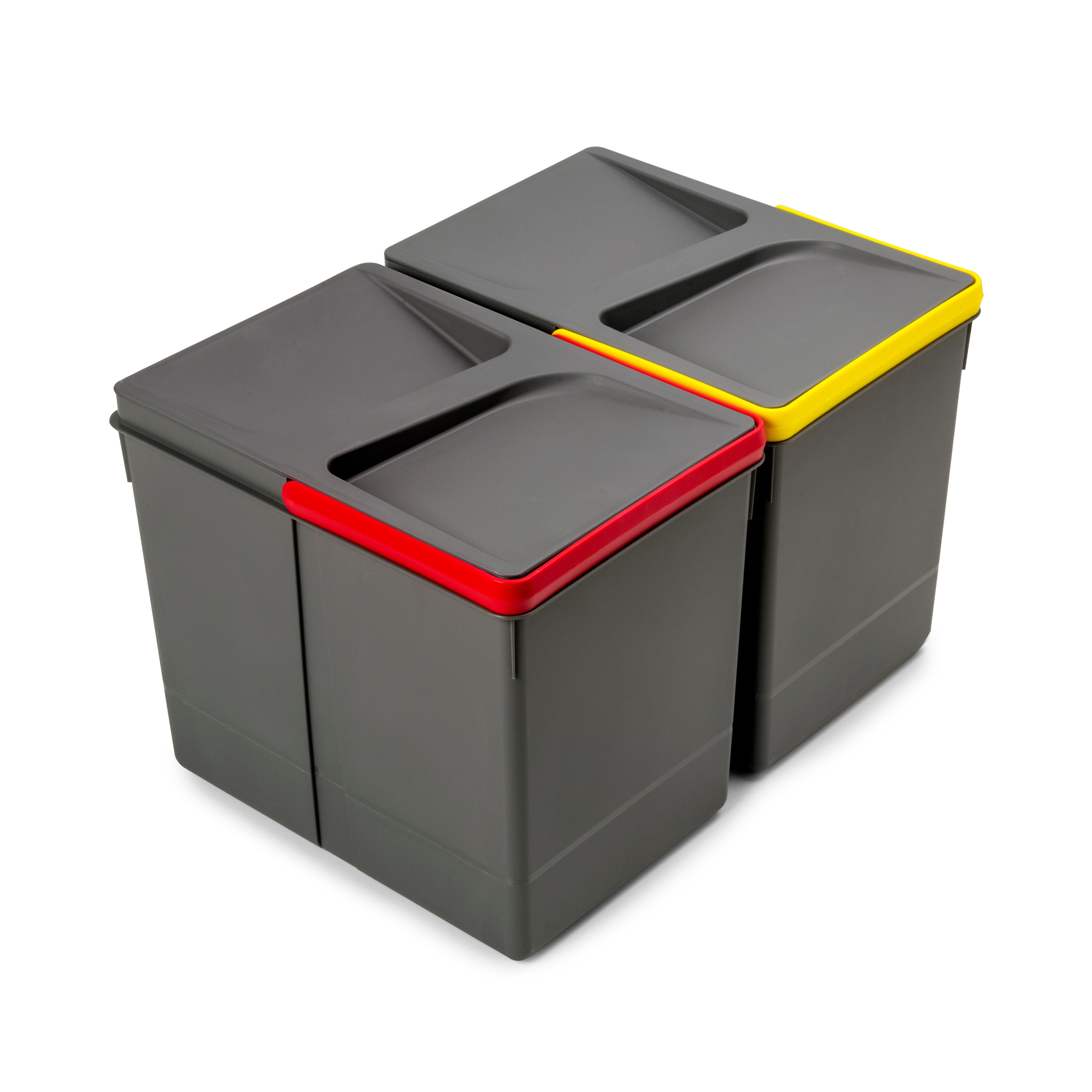 Emuca Zestaw pojemników do recyklingu do szuflad kuchennych Recycle, wysokość 266 mm, 2x15 litrów, Plastik, Szary antracytowy