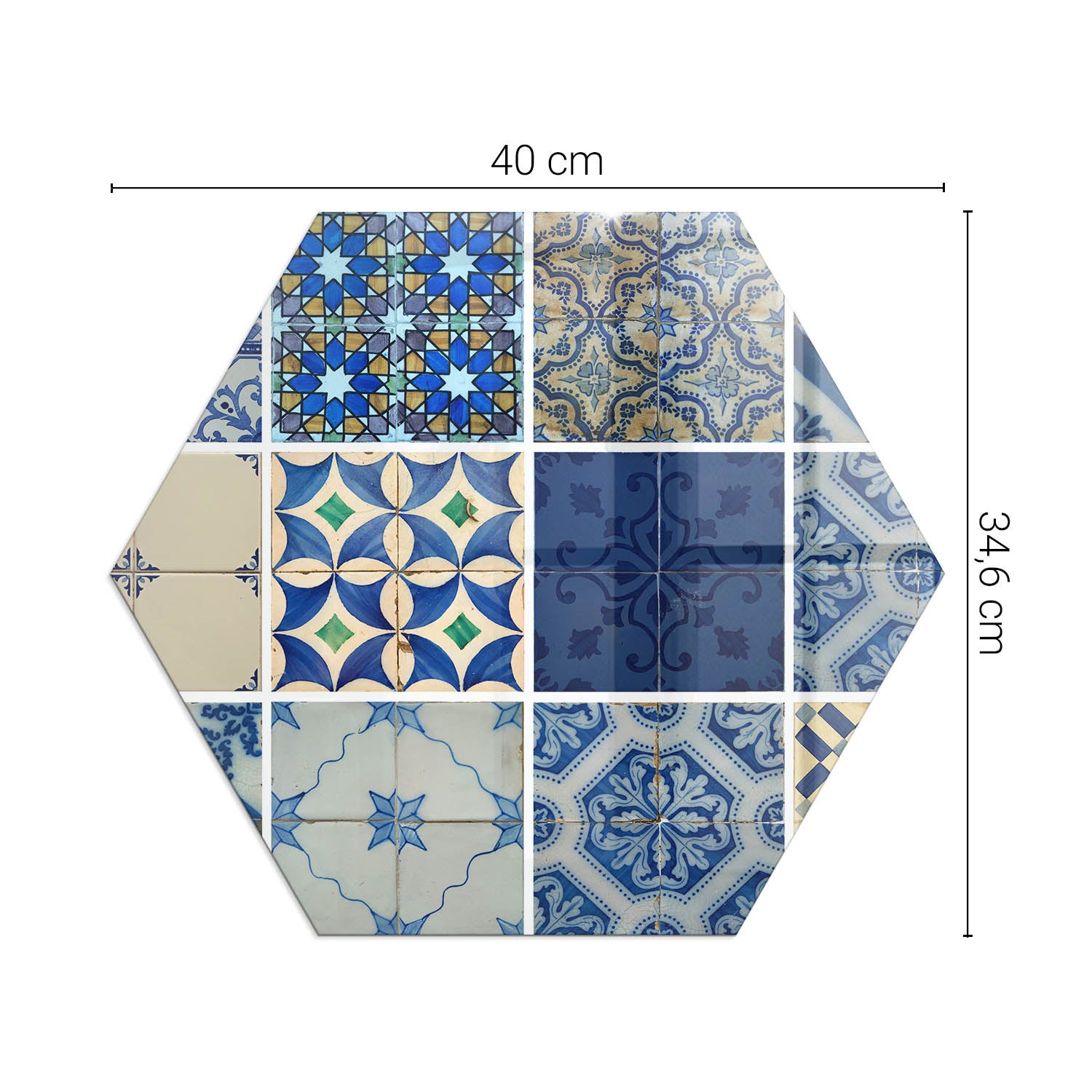Ochronna szklana podkładka pod kominek - 40 cm - Wzory ceramicznych płytek - TULUP - 2