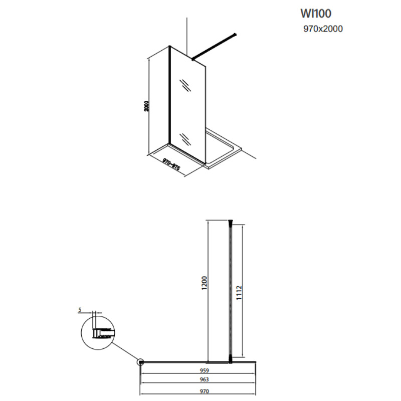 Pack Douche Complet – Paroi Walk-In 100x200 Chrome + Colonne SAT 3 Jets + Receveur Marbre Coulé Blanc 120x80 (SAT100C7PR128W) - 5