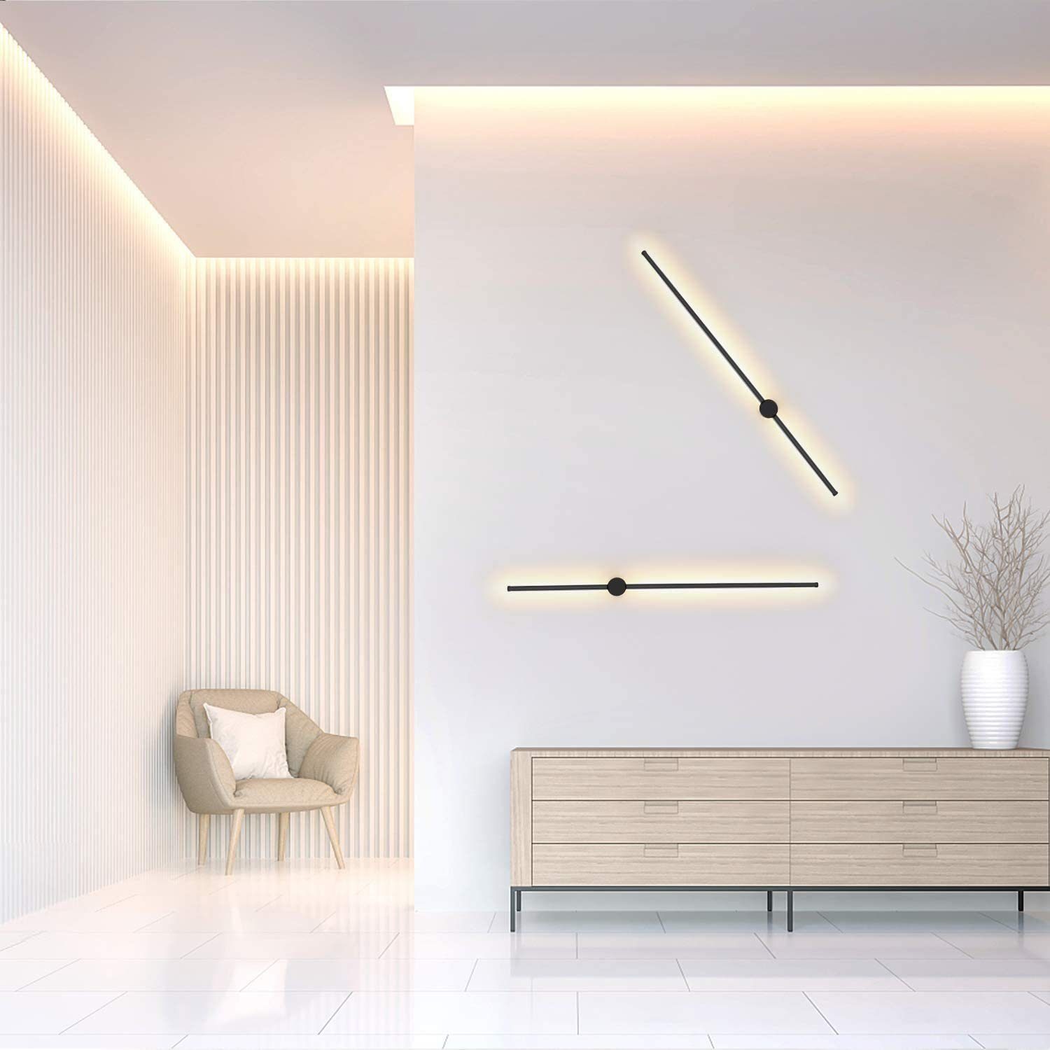 ZMH Nowoczesna czarna lampa ścienna LED do wnętrz, obrotowa, 100 cm, do klatki schodowej - 3