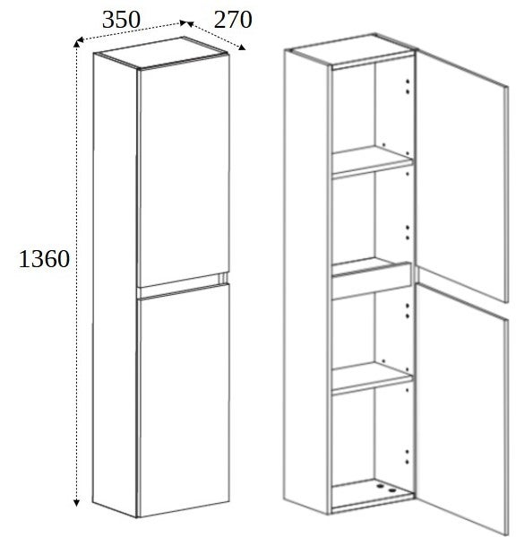 Colonne suspendue de salle de bain SIMPLE chêne clair 35 x 136 cm - 4