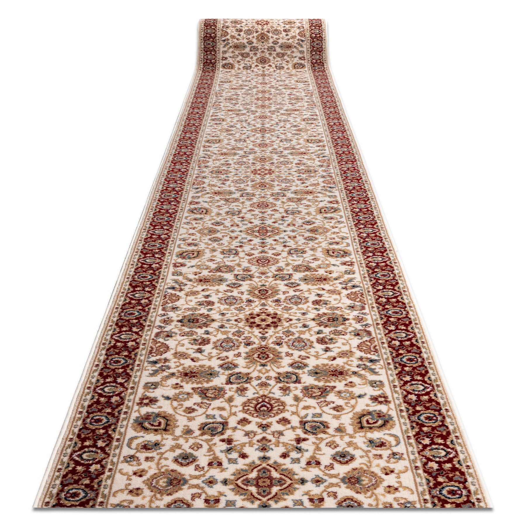 Chodnik NAIN wełniany Ornament, kwiaty 6999 51063 beż / bordo 80cm 80x750 cm