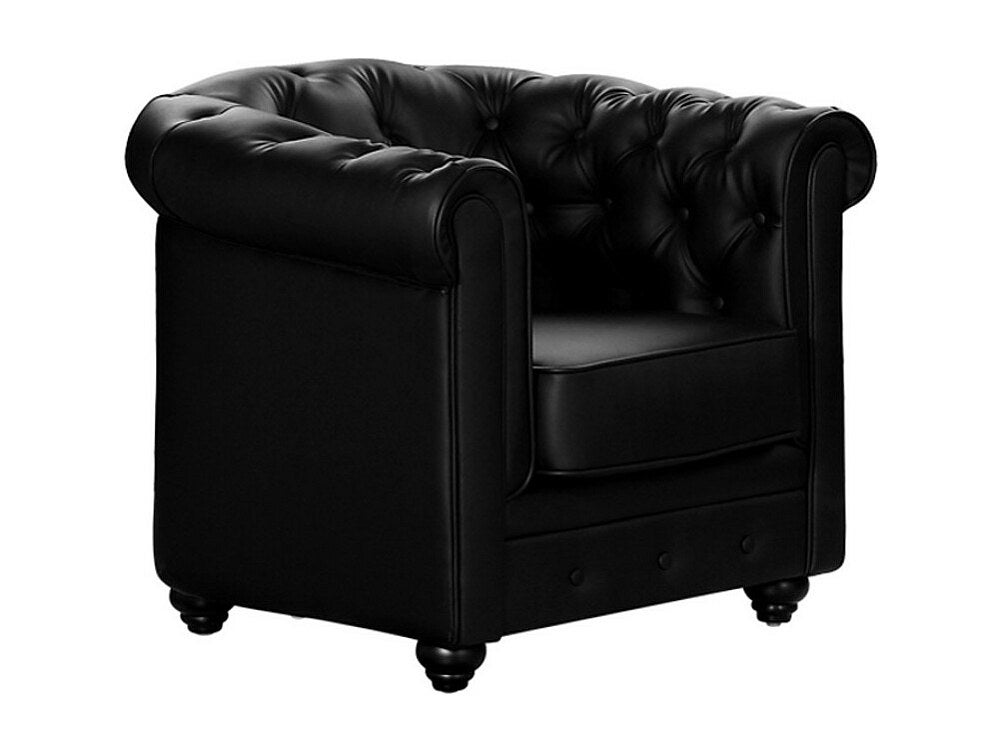 Lot de 2 Fauteuils CHESTERFIELD - Simili Noir - 4