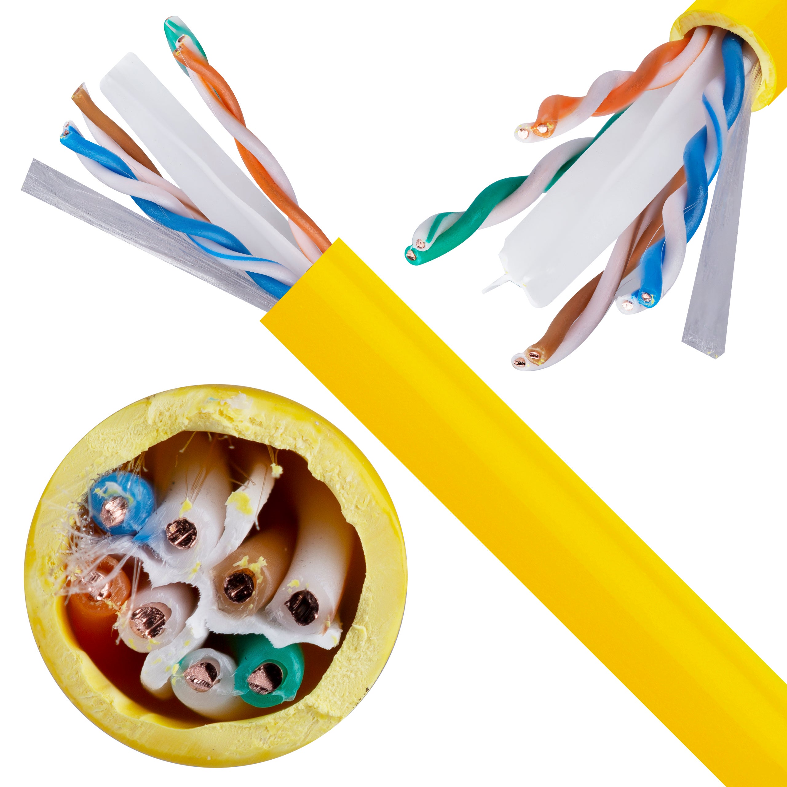 Kabel sieciowy U/UTP kat.6 skrętka 4x2x0,57mm wewnętrzny B2ca bezhalogenowy LSOH żółty Alantec 100m