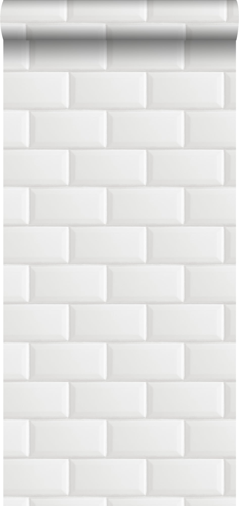 Papel pintado motivo de azulejos blanco - 53 cm x 10.05 m - estahome
