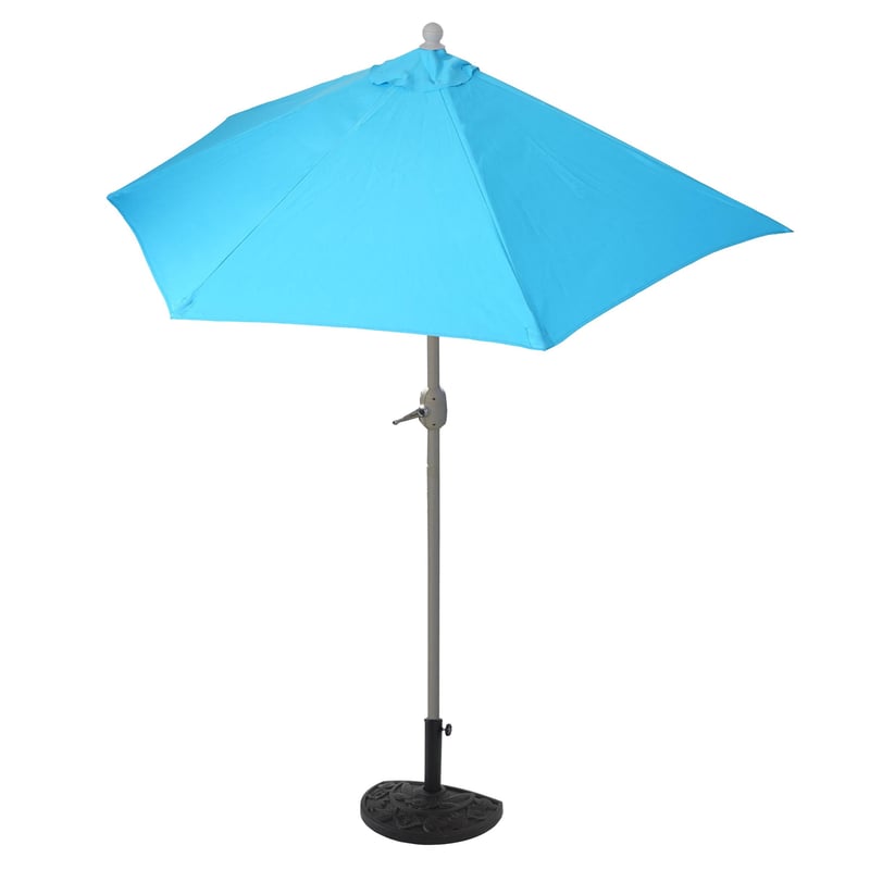 Parasol półokrągły Parla, parasol balkonowy, UV 50+ poliester/aluminium 3 kg ~ 300 cm turkusowy z podstawą