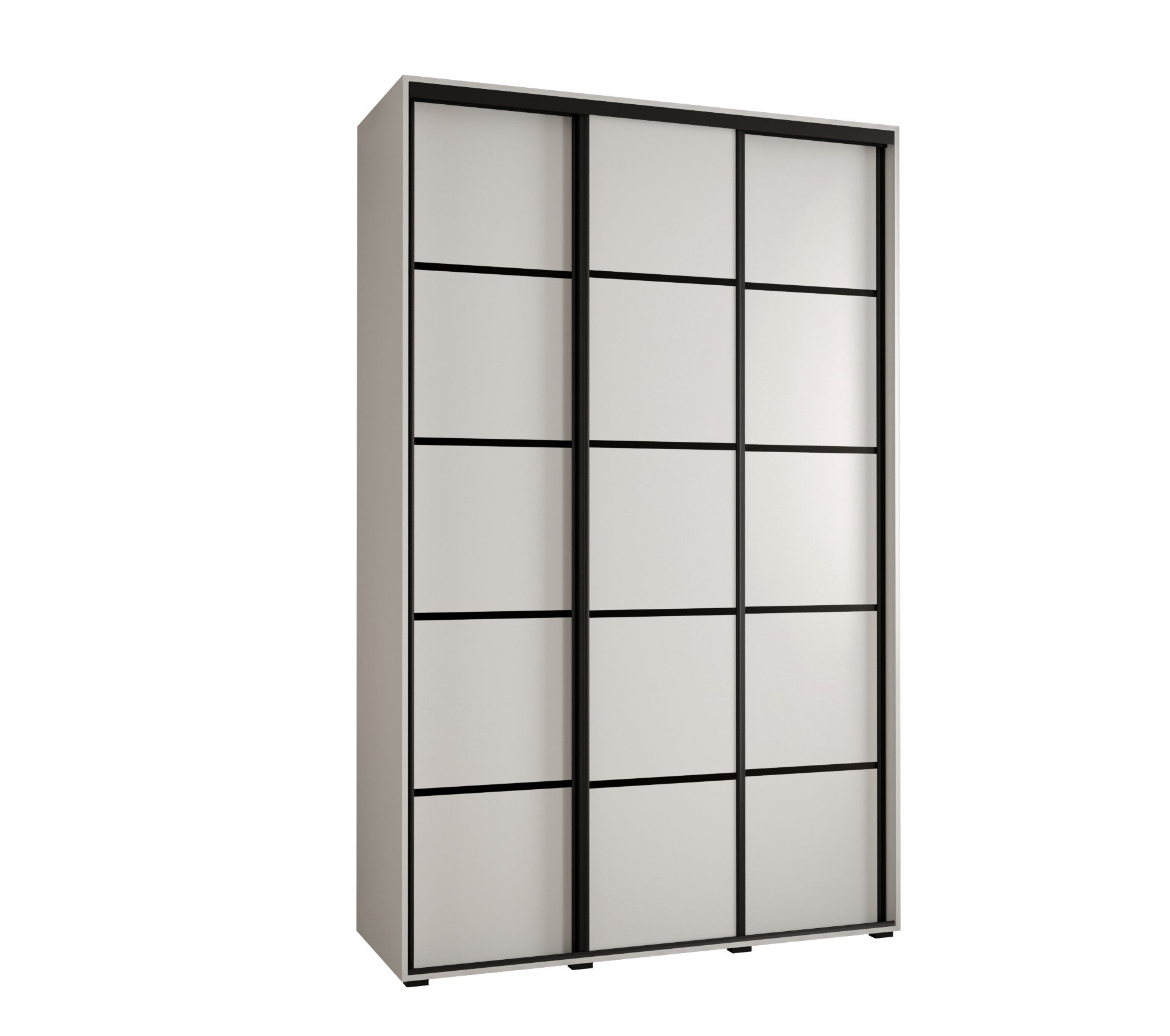 Szafa przesuwna wysoka Davos 4 150 x 45 x 235,2 cm biały + biały + u. czarny - Abiks Meble