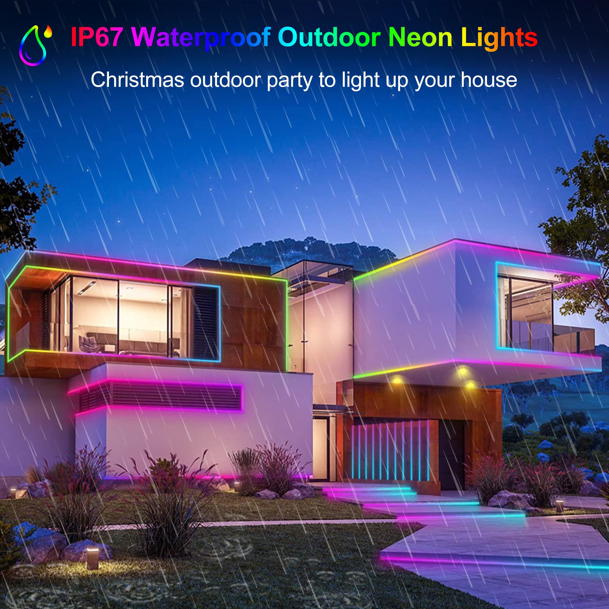 Bandes lumineuses LED RGB Neon, 15 m - 900 LED, guirlande lumineuse LED Neon pour intérieur et extérieur, application/télécommande, étanchéité IP65 - 4