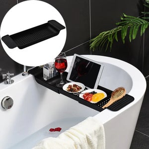 QWORK® Plateau De Baignoire Extensible, Support De Rangement De Baignoire Transparent, Rétractable De 56 Cm à 81 Cm Pour La Baignoire Et L'évier De La Cuisine
