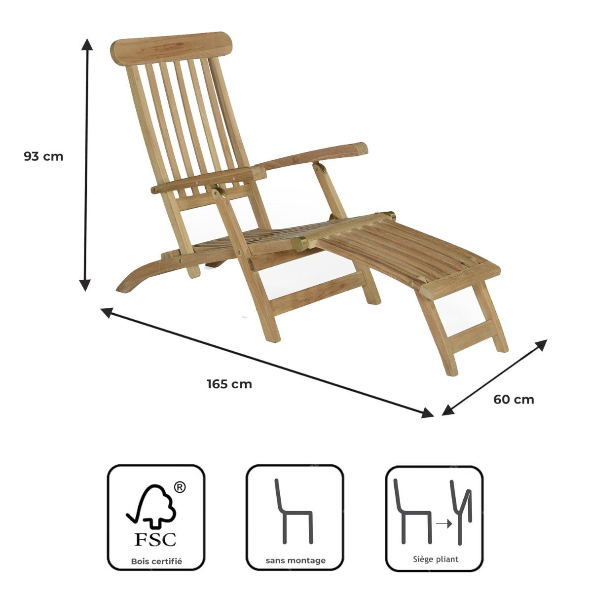 Chaise Longue en teck massif Bahia - 9