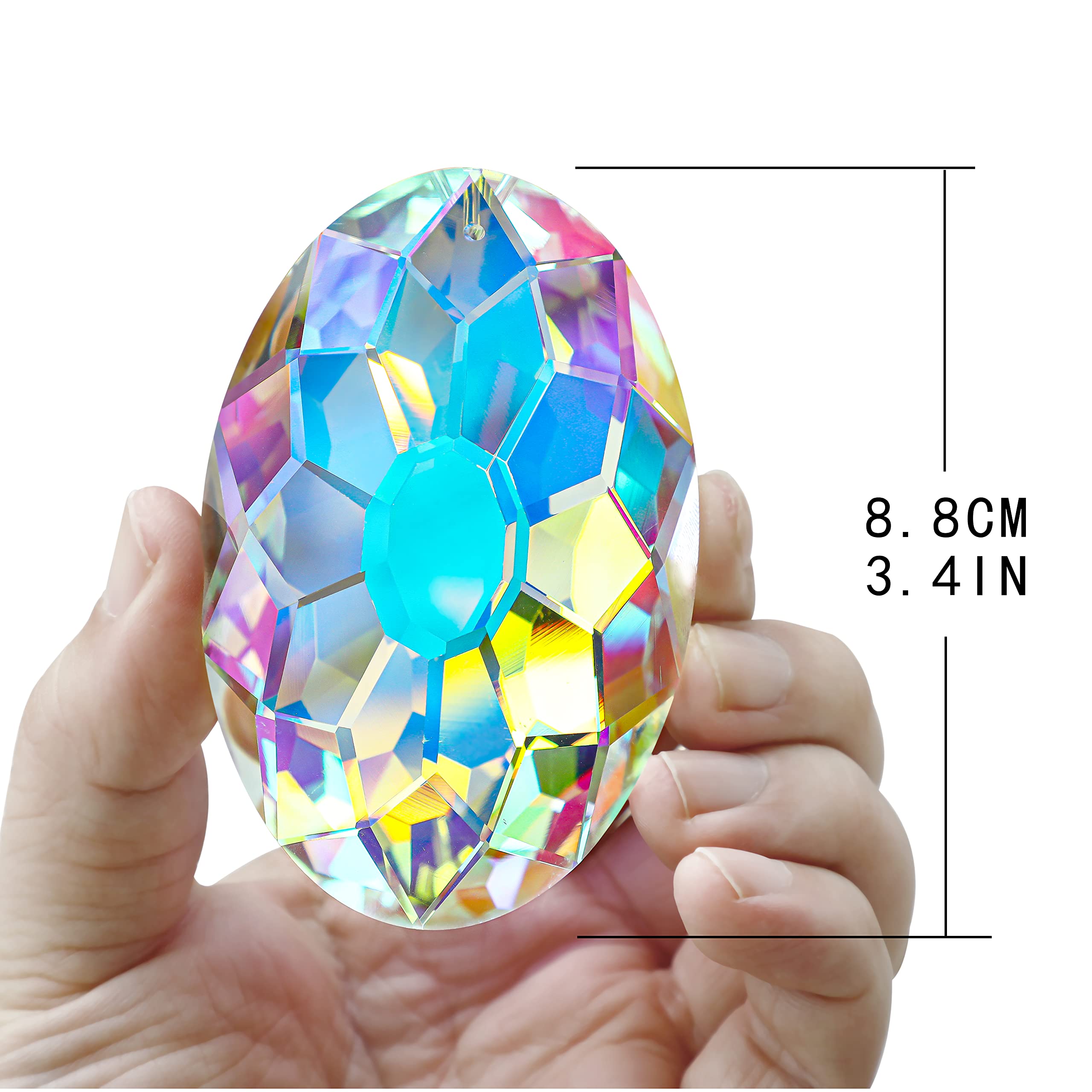 Attrape-soleil à prisme en cristal pour fenêtre suspendue, fabricant d'arc-en-ciel, ornements suspendus en verre pour décoration de jardin 89mm - 2