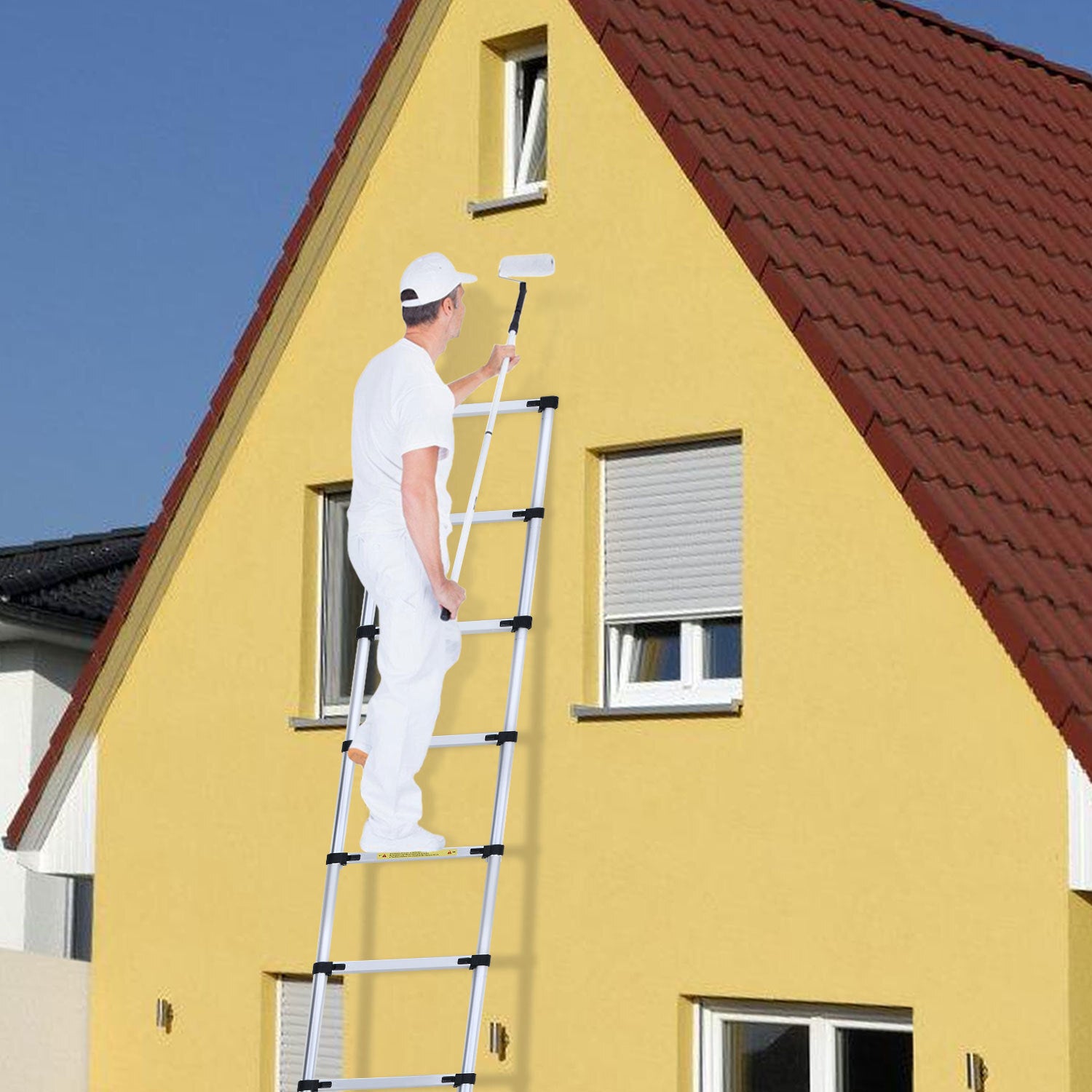 Escabeau echelle telescopique Premium 5m aluminium, antidérapante, multifonction - 8