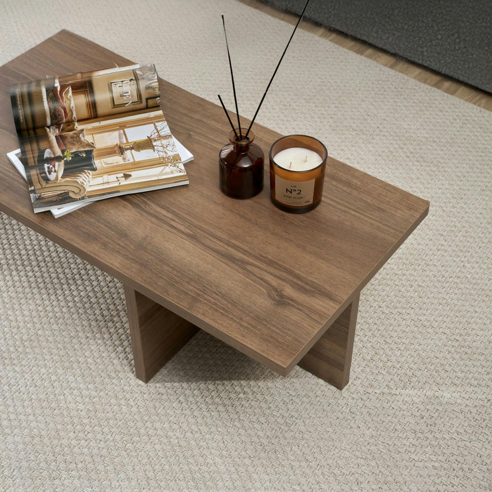 Table basse moderne minimaliste - effet bois de noyer MARFA - 5