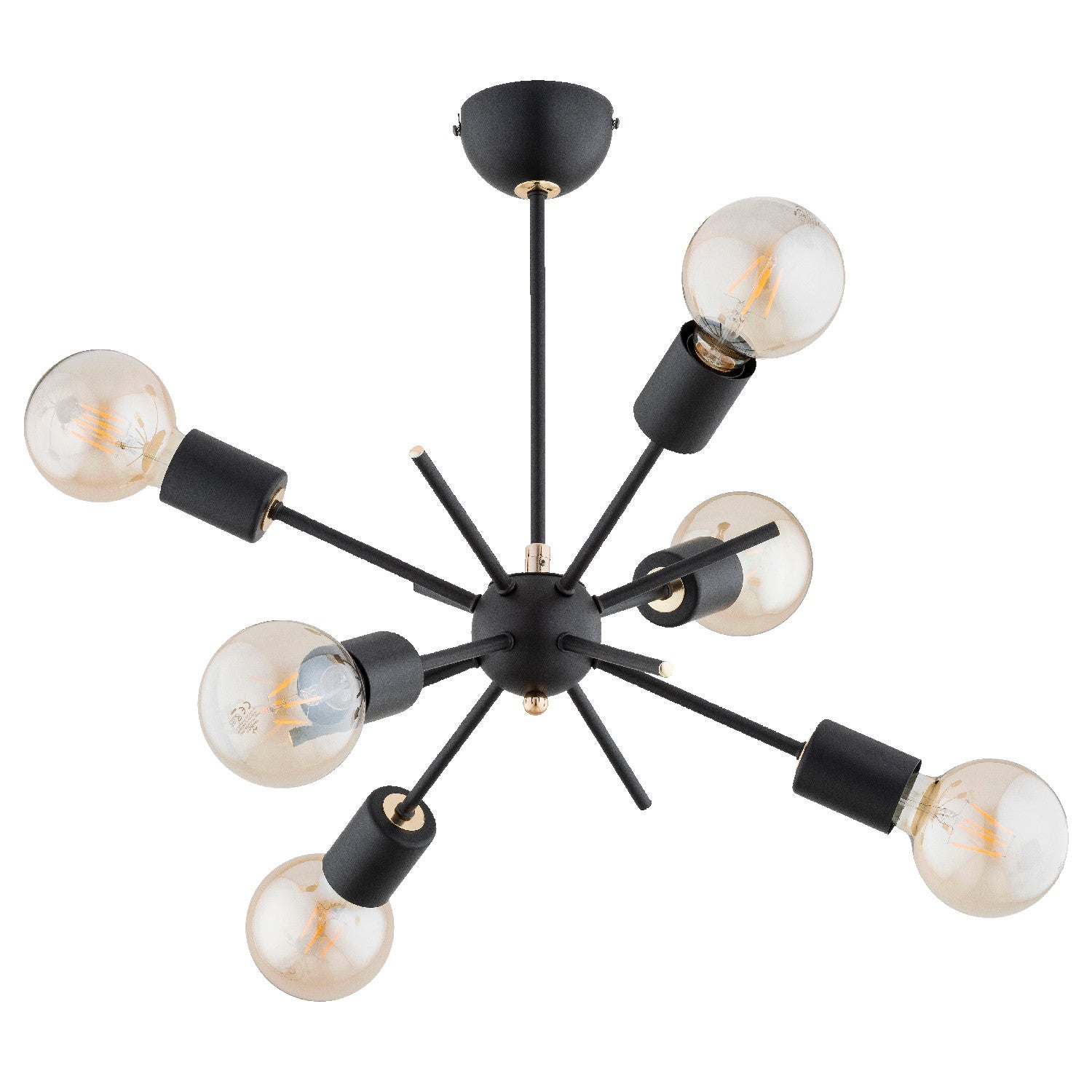Lampa sufitowa Igel czarno-złota 6xE27x15W wym: 47 x 49 x 49 cm metal Alfa