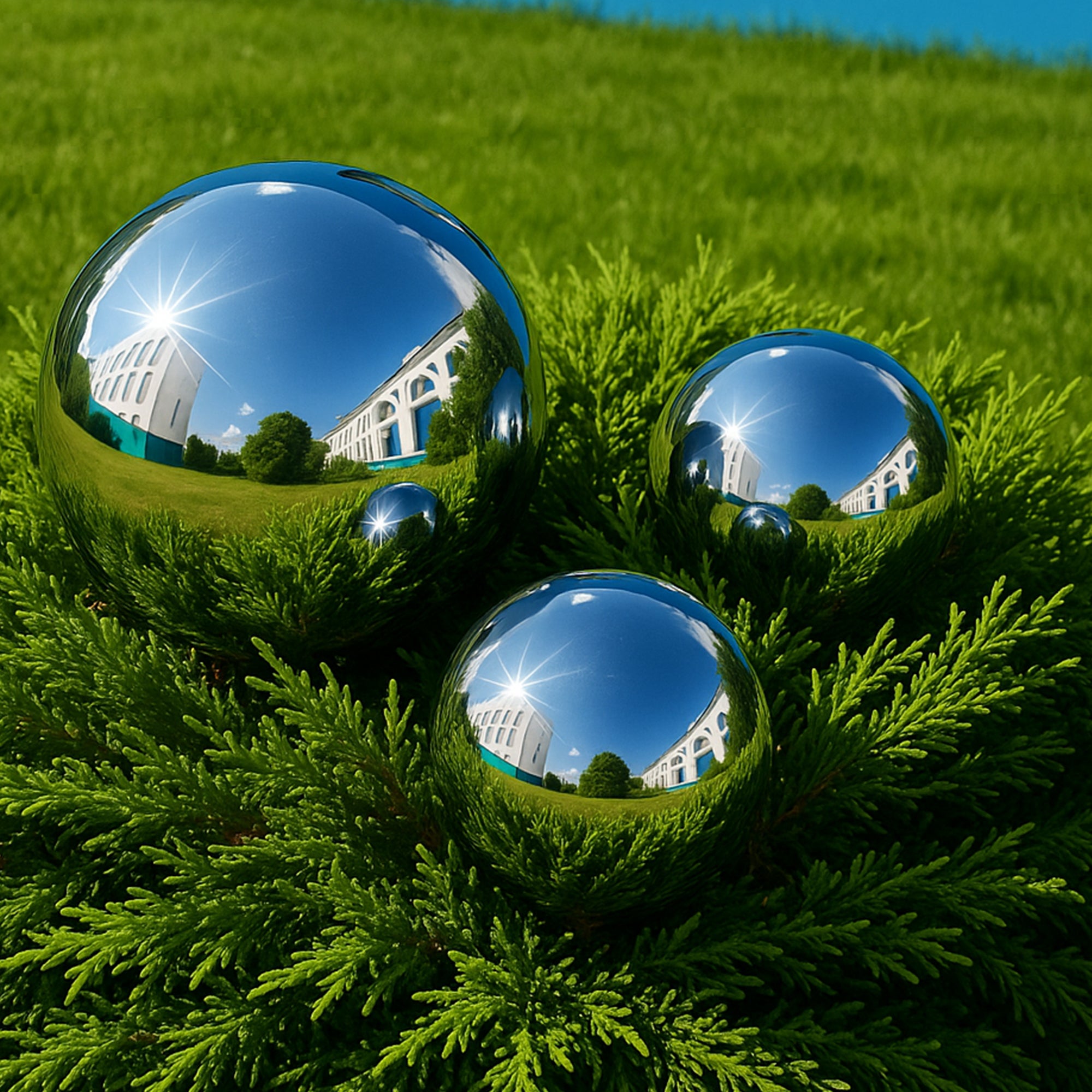 Köhko zestaw 3 polerowanych kul ogrodowych wykonanych z wysokiej jakości stali nierdzewnej 5, 7 i 10 cm kule dekoracyjne