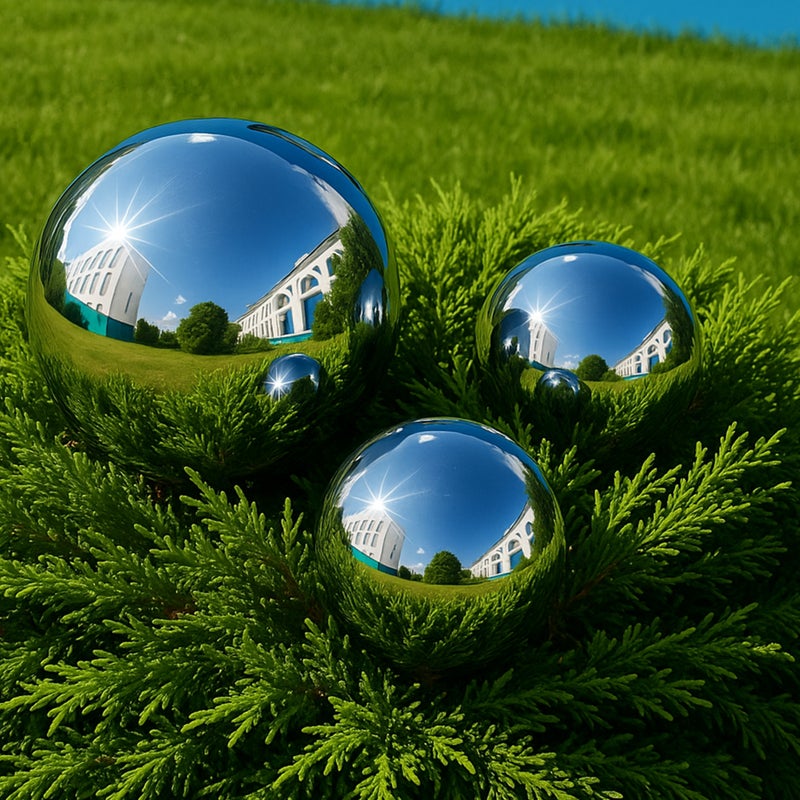 Köhko zestaw 3 polerowanych kul ogrodowych wykonanych z wysokiej jakości stali nierdzewnej 5, 7 i 10 cm kule dekoracyjne