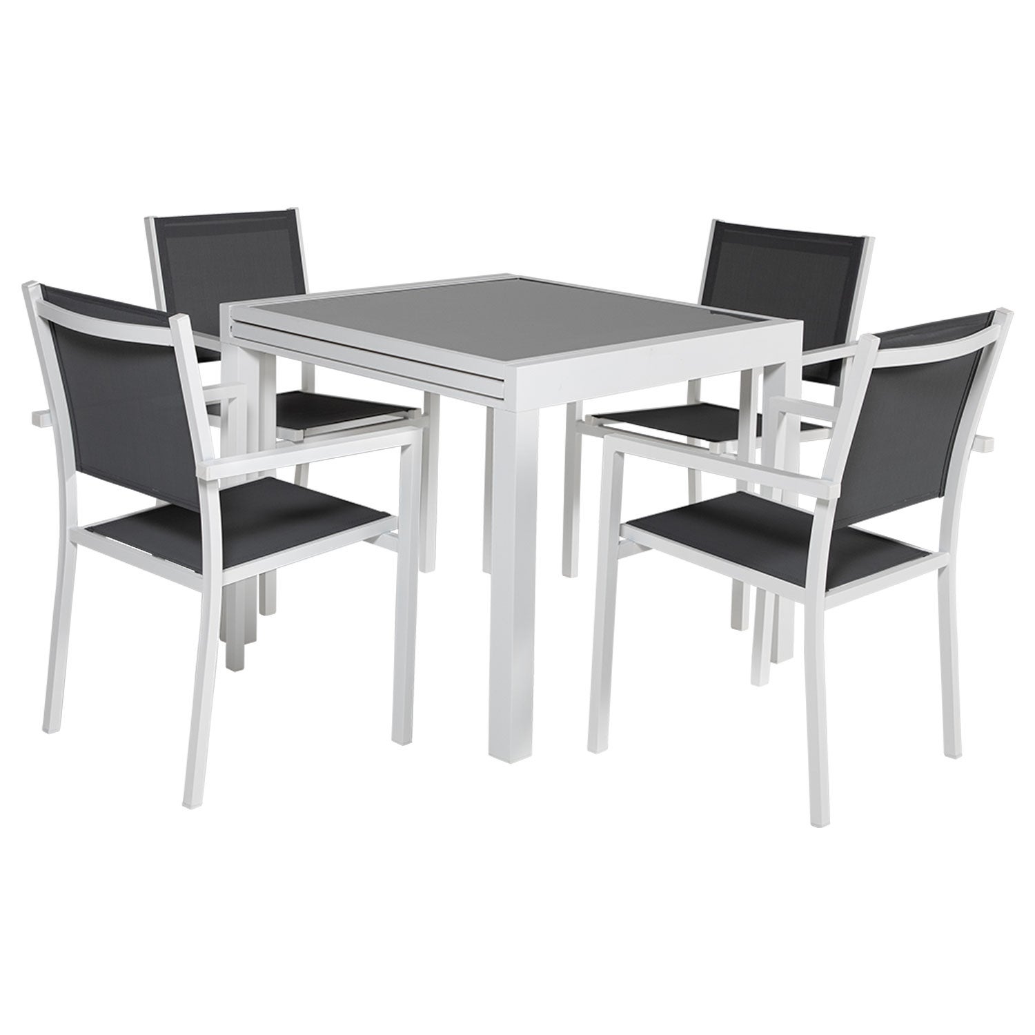 Salon de jardin 8 places gris et blanc aluminium LAMPEDUSA extensible - 5