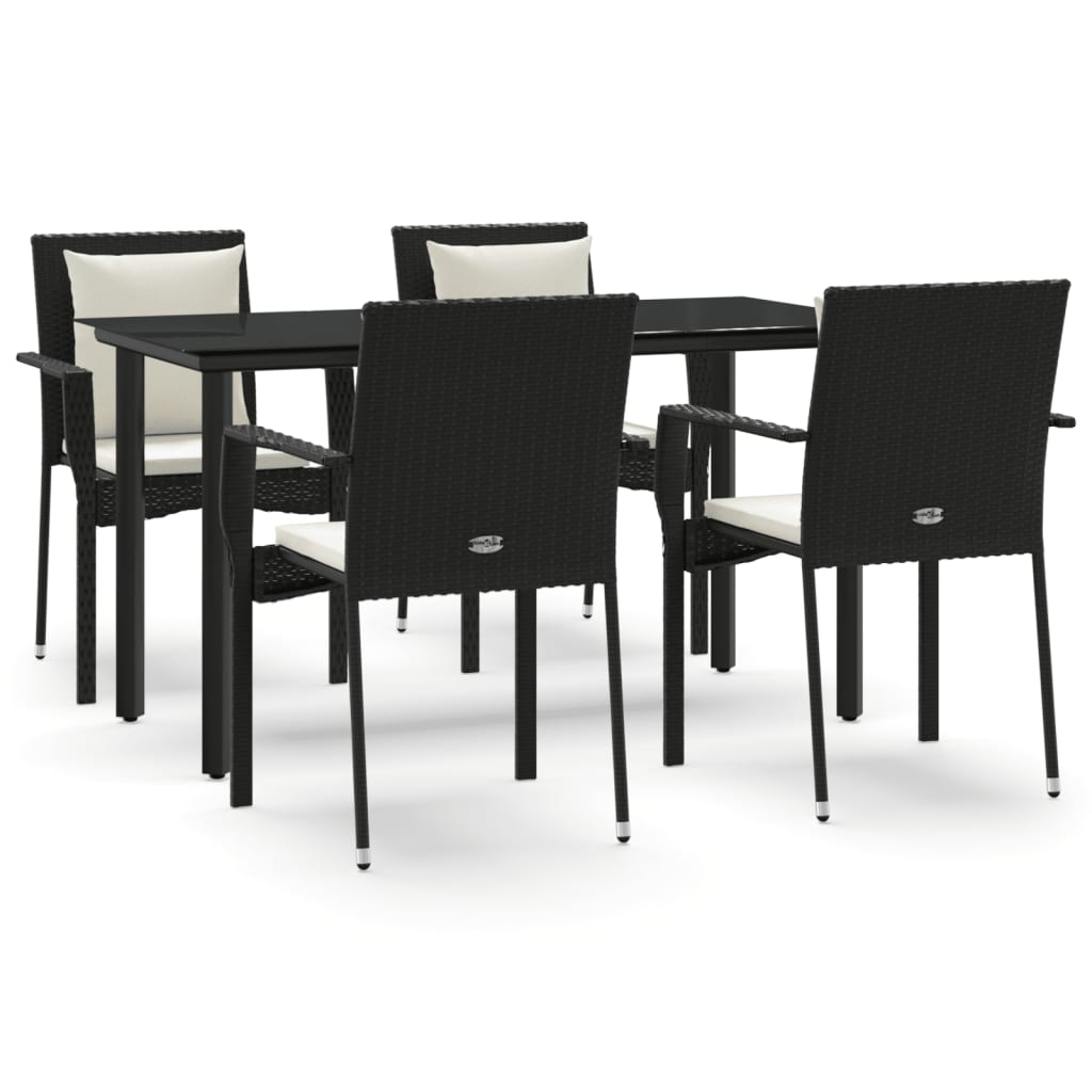 Maison Exclusive - Set da Pranzo da Giardino 5 pz Nero con Cuscini in Polyrattan - 2