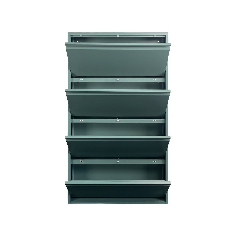 Scarpiera 4 ante 80x14,2x136 cm in metallo verde - 4