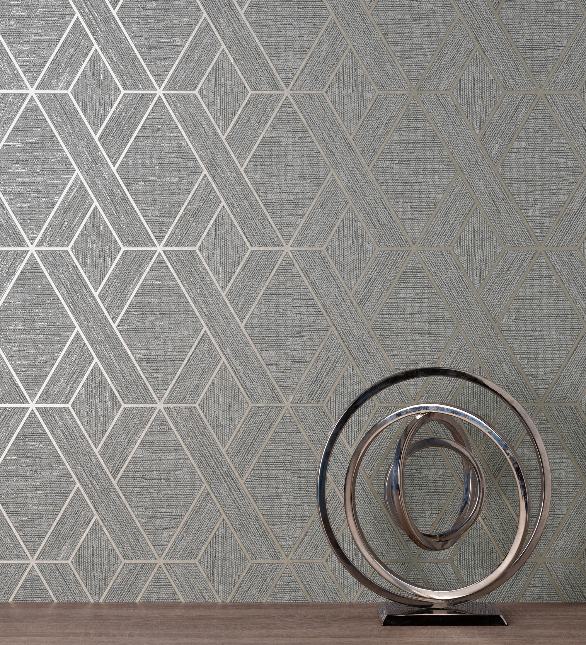 Papier peint lessivable géométrique avec lignes tressés métallisées imitation tissu - Evolet Braided 681976 de GAULAN - Rouleaux de 10 m x 0,52 m - 6