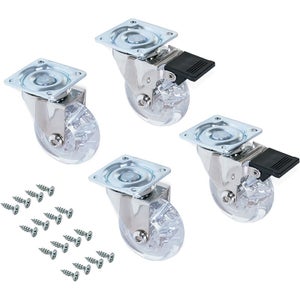 4 Roulettes Caoutchouc Pour Meubles - Pivotantes 360°, Tige Filetée, Charge 25kg Par Roue