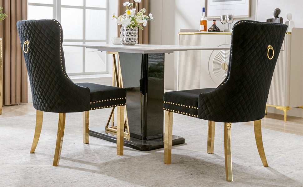 Silla de comedor (silla de cocina, silla de sala de estar con anillos de tiro redondos únicos en el respaldo, 2 piezas) - 8