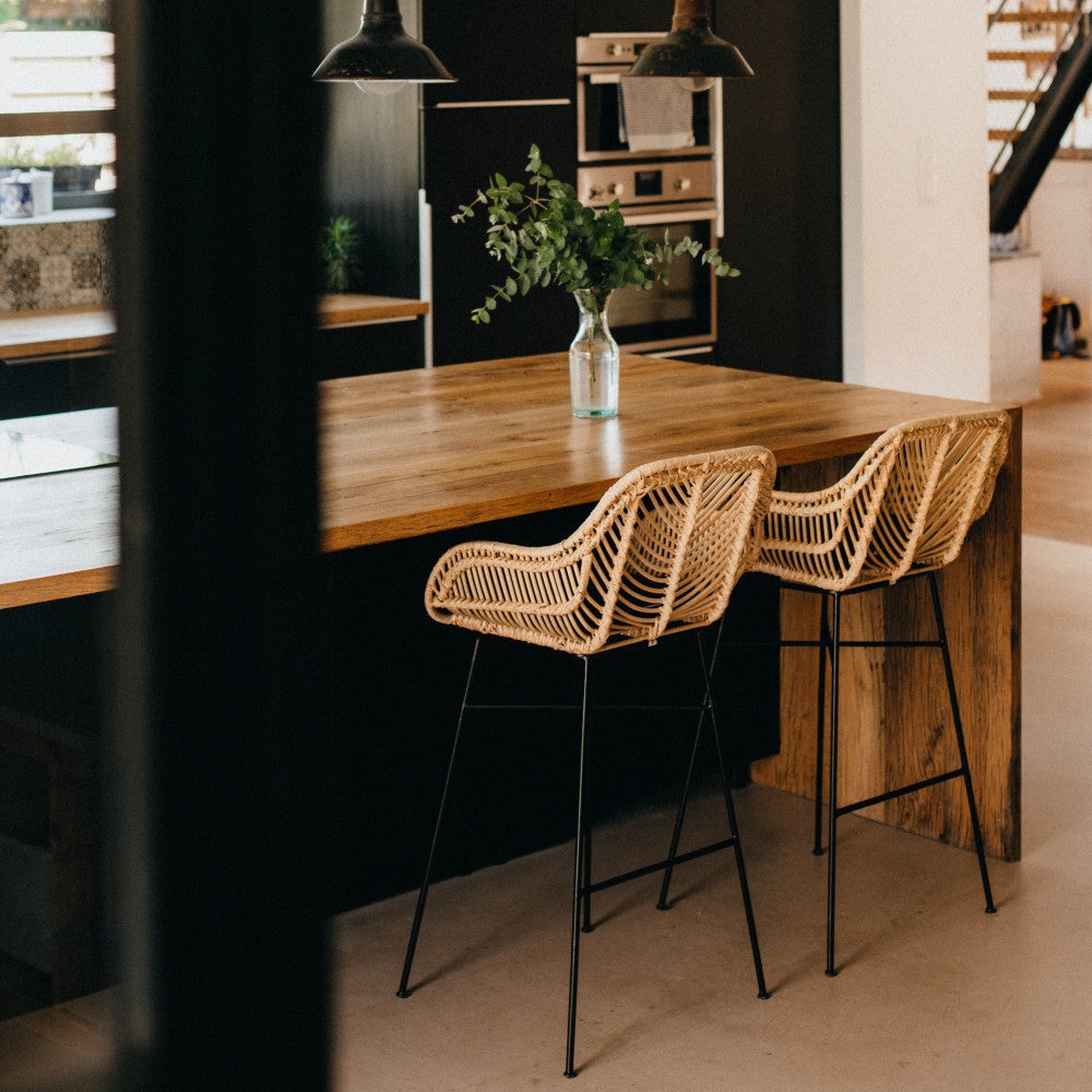 Nunuhai - Lot de 2 tabourets de bar en rotin H68cm - Naturel - 2