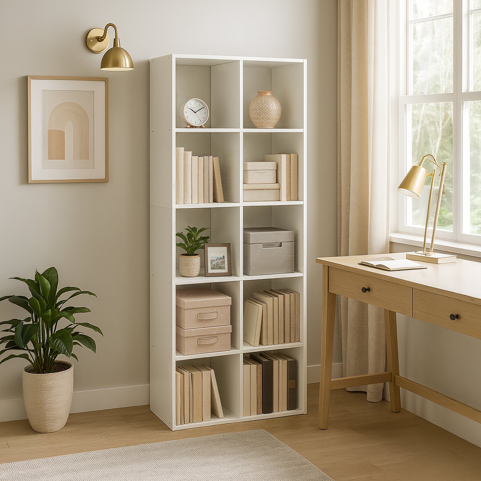Étagère à 10 Cubes, Bibliothèque Polyvalente pour Salon, Bureau, Chambre, Blanc - 2