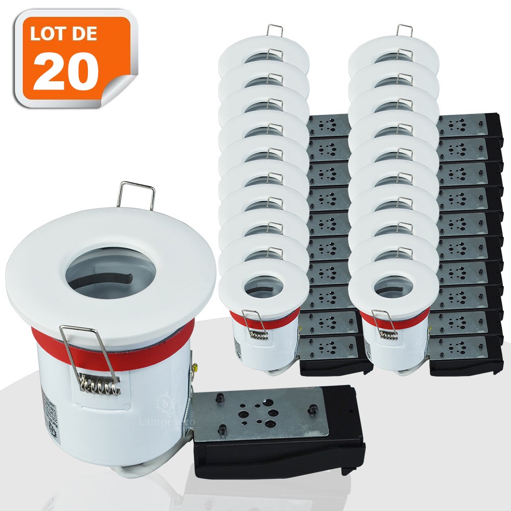 Lot De 5 Supports De Spot GU10 étanches IP65 - Blanc, 87 Mm, Avec Douille Automatique