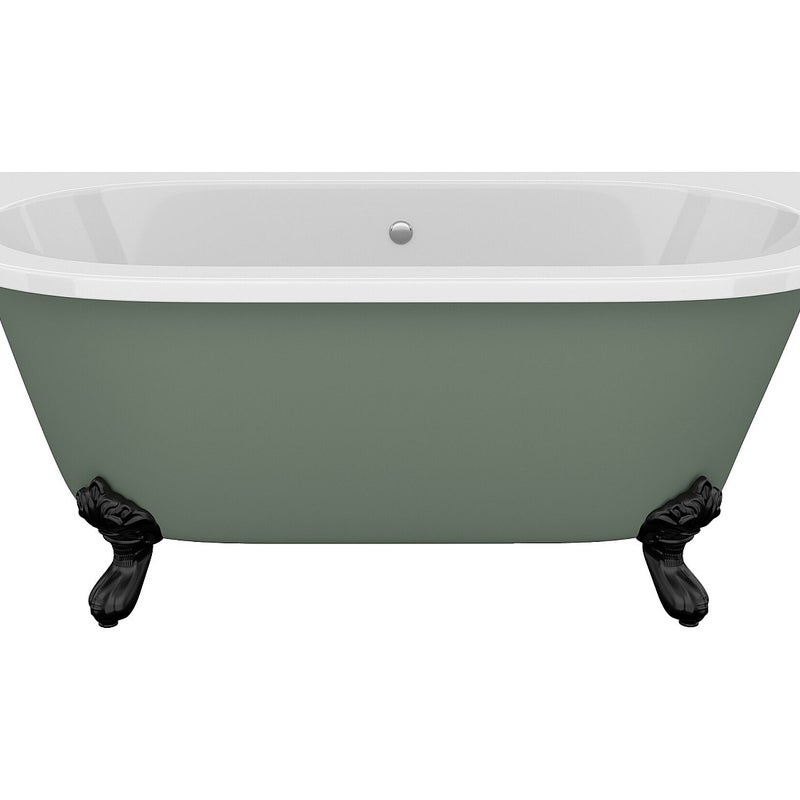 Wanna wolnostojąca przyścienna retro na nóżkach - 154 l - 150 x 74 x 61 cm - Zielony mat - Akryl - SPARUS