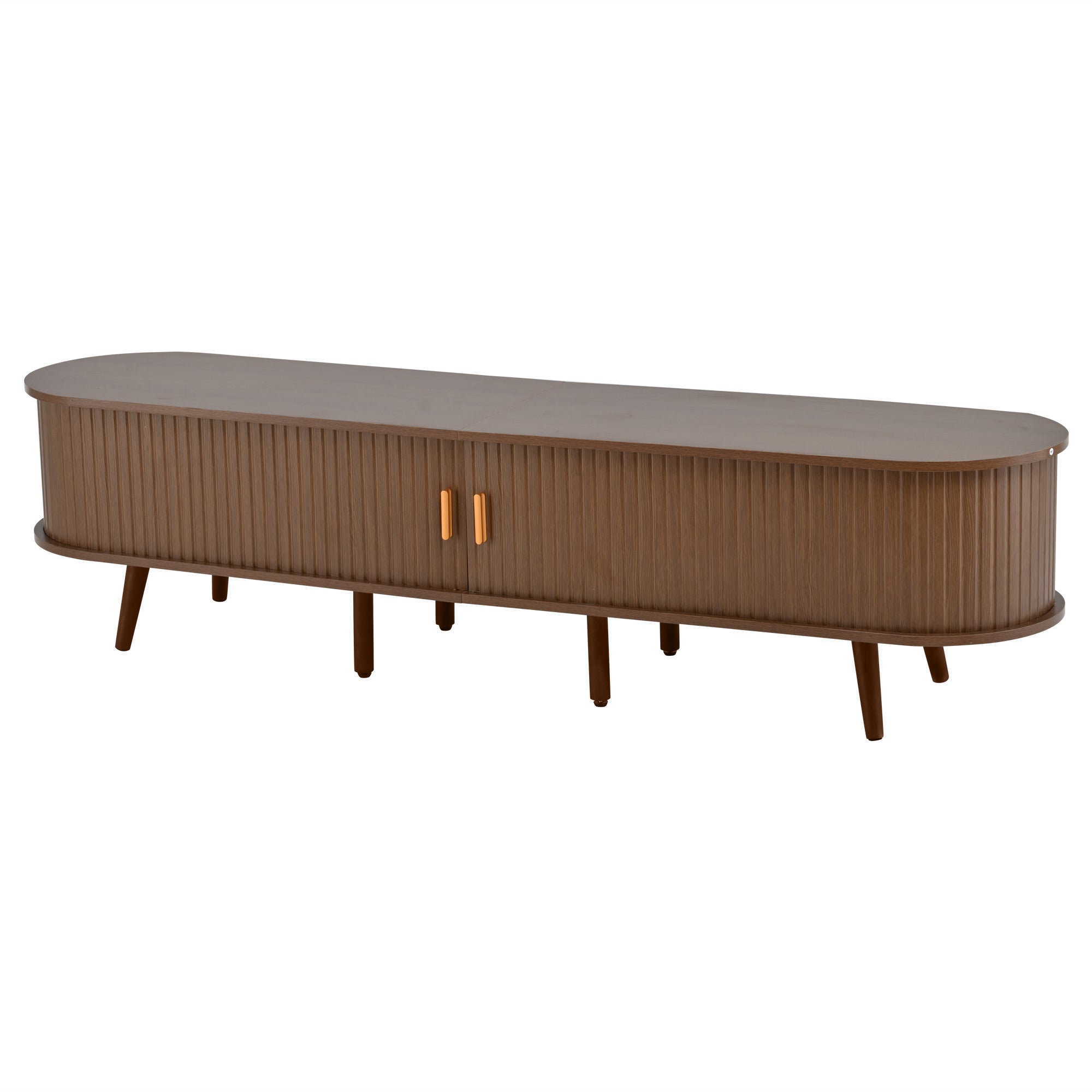Szafa pod TV 175x40x42 cm - 2 szuflady - 2 przesuwne drzwi - kompatybilna z telewizorem 75 cali - brązowy - 7