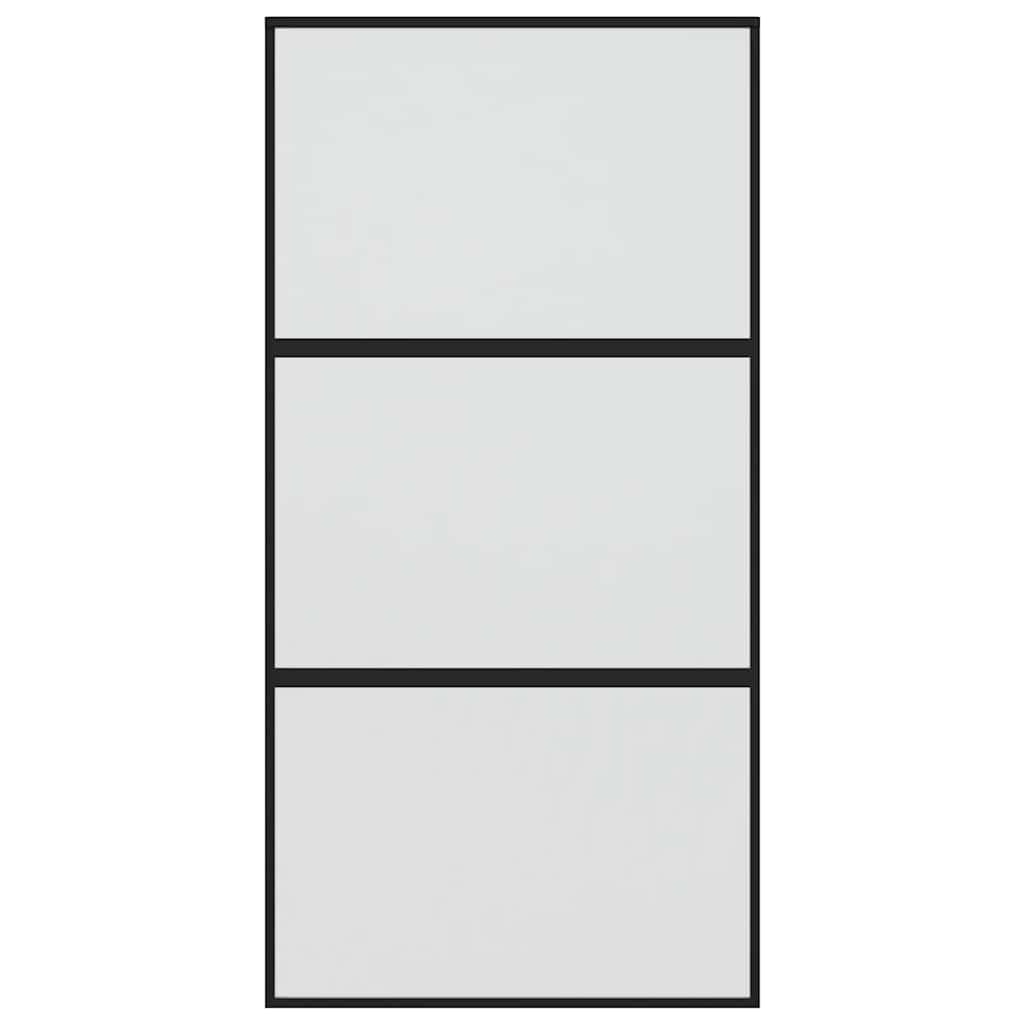 Puerta corredera vidrio templado y aluminio negra 102,5x205 cm vidaXL - 4
