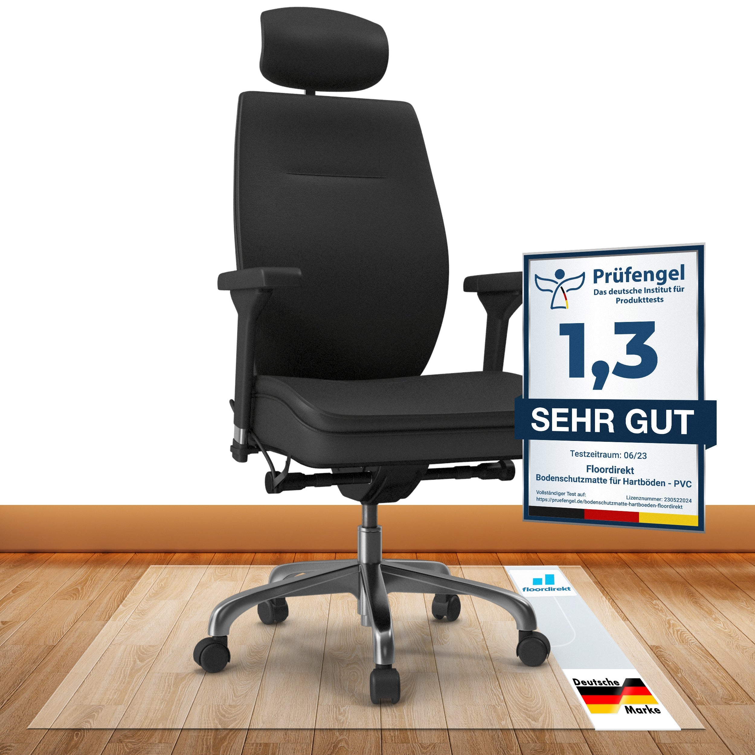 Tapis De Protection Pour Moquette KARAT - 91x122cm, Transparent, PET | Pour Chaise Bureau, Avec Lèvre